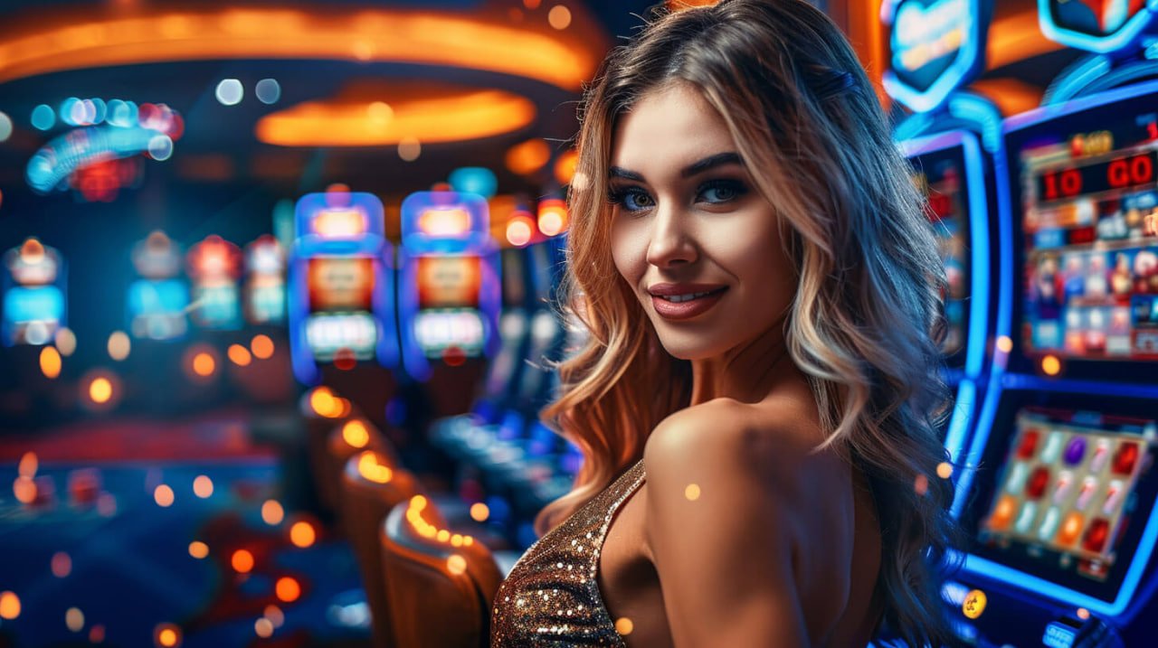 Ilustrasi berwarna tema neon bermotif slot online dan live casino di cabor88
